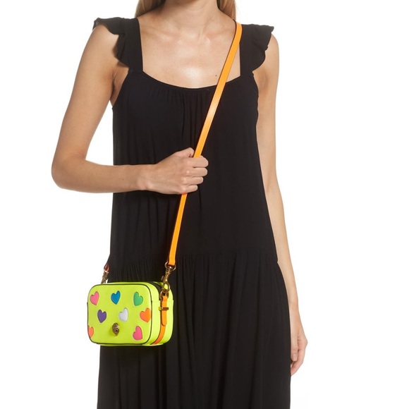 Kurt Geiger Bags Kurt Geiger Leather Rainbow Neon Yellow Hearts
